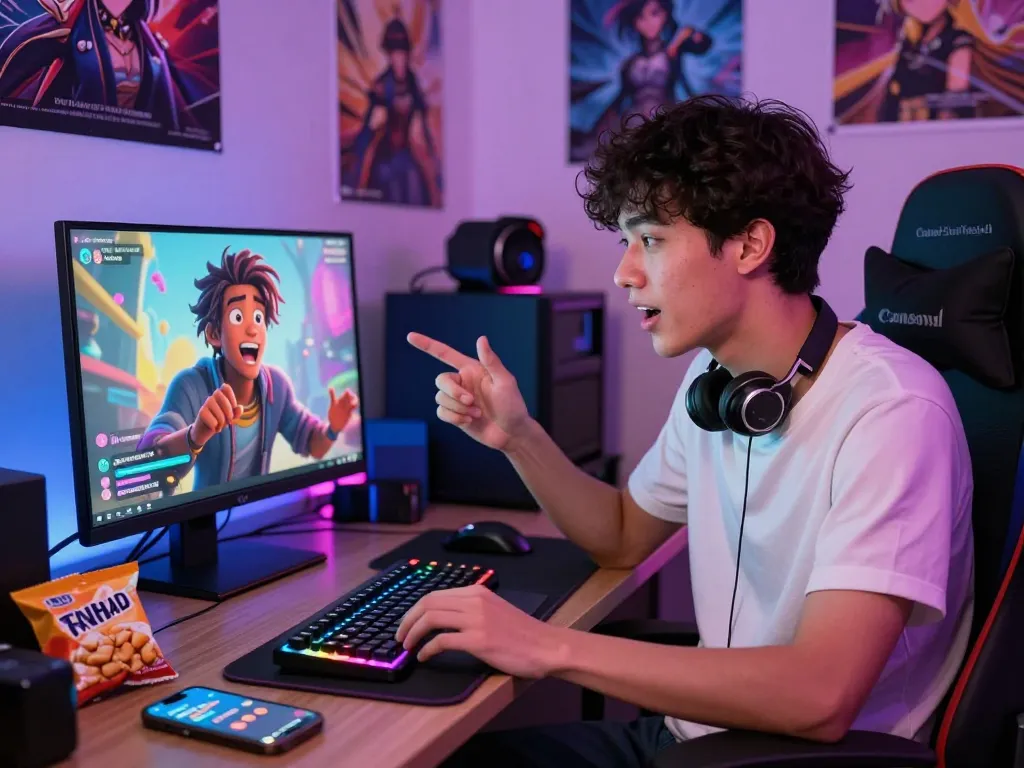 Engaging character ai nsfw chat scene featuring animated AI character on screen.